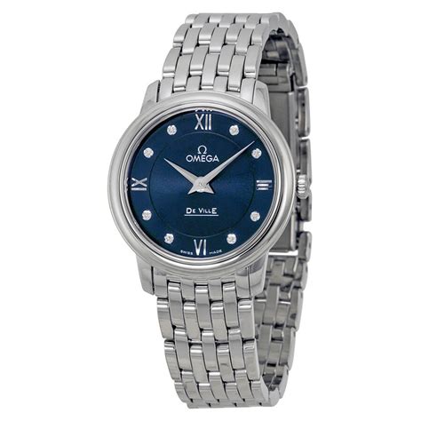 omega ladies deville blue dial quartz watch|omega de ville watch value.